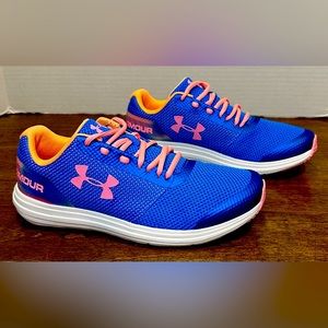 Under Armour Girls Surge Prism Athletic Running Shoes Mesh Blue Pink Size 7Y